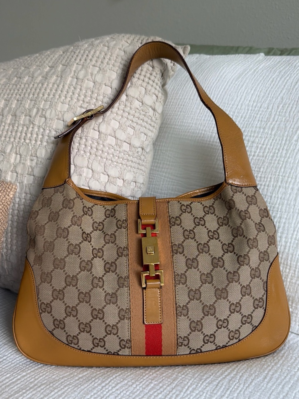 Vintage Gucci Jackie GG Monogram Shoulder Bag | Y2K Authentic w/ COA